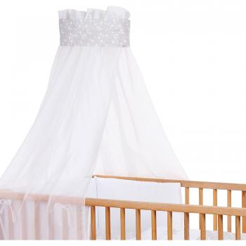 Babybay 410314 - Cot-Canopy Piqué with Ribbon for Application Star Pearl Grey Stars White, 320 g, unisex
