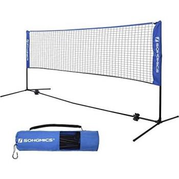 Red de bádminton y tenis ajustable de 5m, portátil, azul