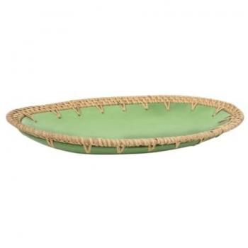 Centro de Mesa Romimex Naranja Natural Cerámica Ratán 20 x 7 x 35 cm