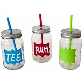 ToCi - Retro Cocktail Party vasos Set 3 x 450 ml con tapa y pajita
