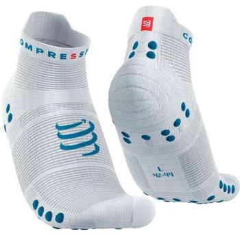 Calcetines de running Compressport Pro Racing V4.0 Run Low en color blanco y azul para hombre