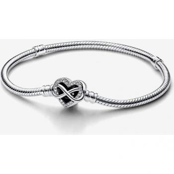 Pulsera Pandora Moments Cadena de Serpiente con Cierre de Corazón Infinito Espumoso