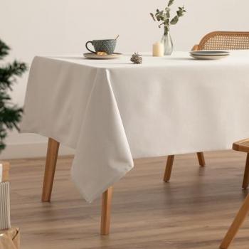 Mantel Navideño Rectangular de Algodón Jacquard Liso Gris Alma y Plata 140x240 cm