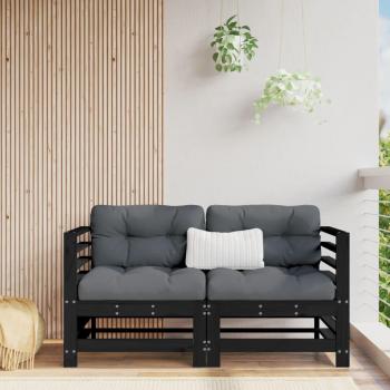 Sofás esquineros con cojines 2 uds madera maciza de pino negro vidaXL