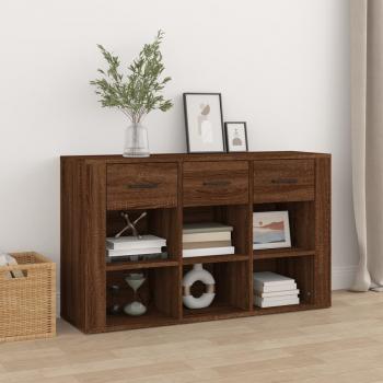 Aparador de madera contrachapada marrón roble 100x30x59,5 cm Mueble de Almacenaje de Salón Buffet para salón Armario Auxiliar Armario de Almacenamiento