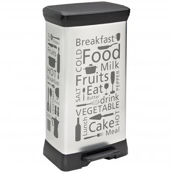 Cubeta de basura Curver con pedal 50L, color plata, para cocina