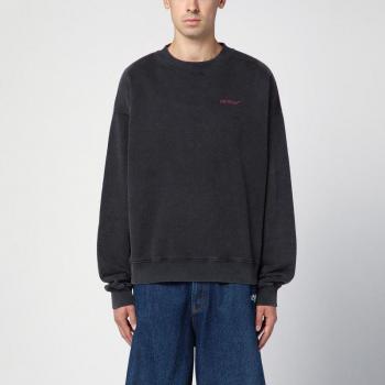Off-White Men's Black Sweatshirt With Logo Print, Size Small, OMBA054F24FLE005