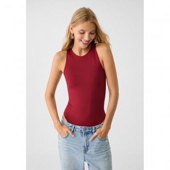 Burgundy Polyamide Halter Bodysuit XL