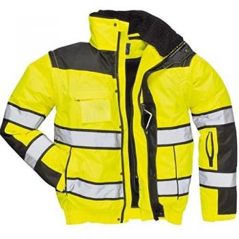 Cazadora Clásica de Alta Visibilidad 3 en 1 Impermeable Amarillo/Negro Tamaño M Portwest C466