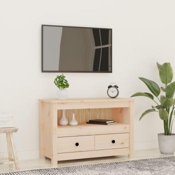 Soporte para TV móvil de madera maciza de pino 79x35x52 cm Marrón
