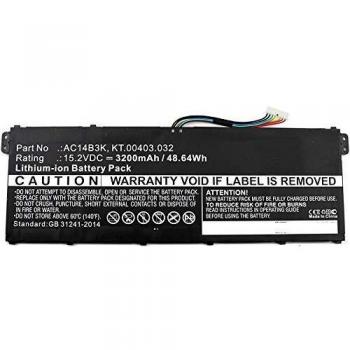 Batería para Laptop Acer CoreParts MBXAC-BA0043, 4 celdas, 3200 mAh, 49Wh, Li-ion, 15.2V, color negro