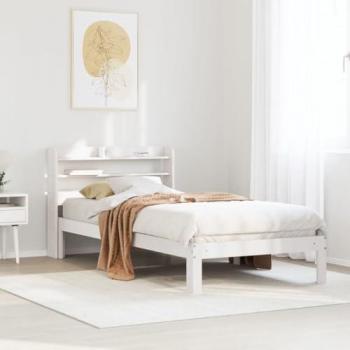Estructura de cama blanca con cabecero sin colchón 90x190 cm