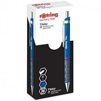 Bolígrafo Retráctil Rotring Tikky, Azul, Punta de 1 mm con Empuñadura Antideslizante
