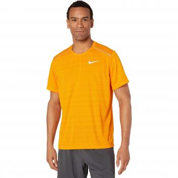 Nike M Nk Dry Miler Top SS, Hombre, Orange Peel/htr/Reflective silv, L