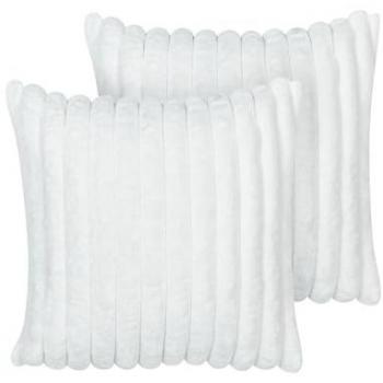 Conjunto de 2 cojines decorativos de tela suave 45 x 45 cm color blanco Rakya