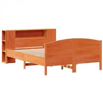 Cama Librería Sin Colchón Madera Maciza Marrón 120x200 cm
