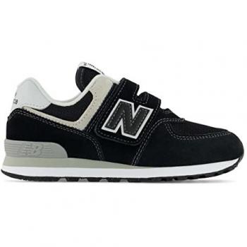 Zapatillas New Balance 574 Core Hook & Loop negras para niños (talla 30.5) - Piel, Planas, Casual, Moda Infantil