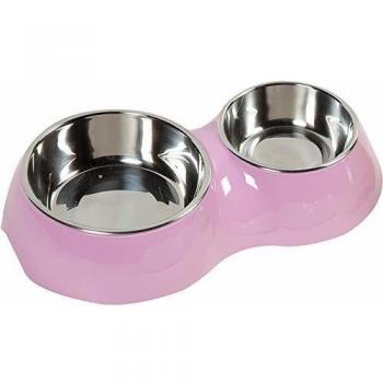 Comedero Doble Antideslizante Flamingo Royal Doblo Rosa para Perros y Gatos