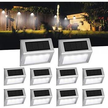 Luces Solares para Exterior Jardín 4LED Easternstar, Lámparas Solares impermeable IP44 Exterior, Solar Panel del acero inoxidable, 4 LED Ilumina a las escaleras, pared,patio y jardín etc.