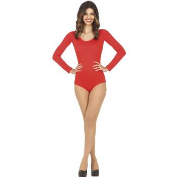 Body o Maillot Rojo manga larga para mujer