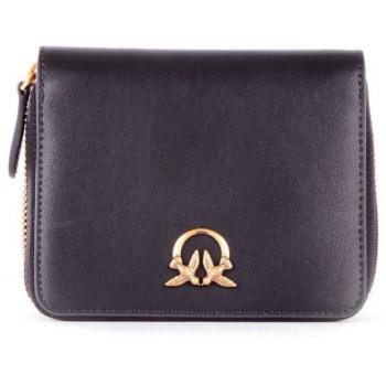 Cartera Pinko Taylor con Cremallera Alrededor en Negro-Oro Antiguo