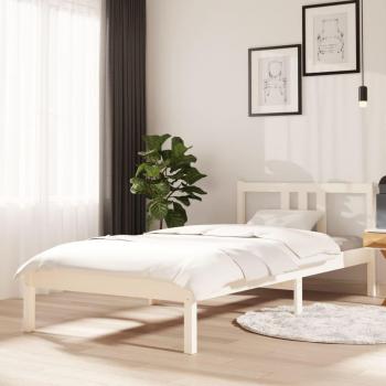 Estructura de cama de madera maciza blanca 90x200 cm