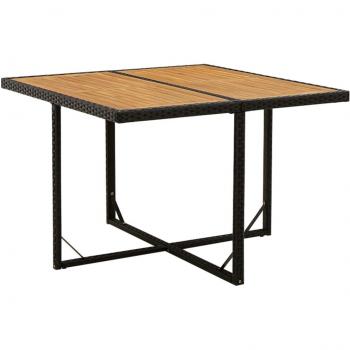 Mesa de jardín ratán sintético y madera de acacia negra 109x107x74 cm