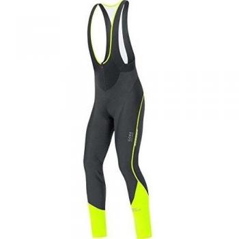 GORE BIKE WEAR- Hombre- Ciclismo- Culote largo con tirantes+ OXYGEN WINDSTOPPER Soft Shell, color negro/amarillo, talla XL- WWOXMP