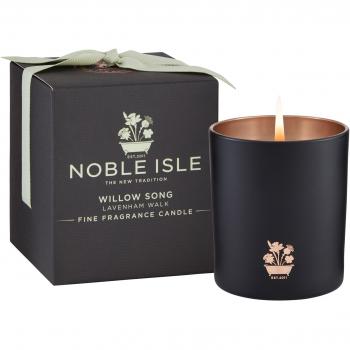 Noble Isle Willow Song Candle & Snuffer - Scented candle with a fresh and floral fragrance, made from natural wax, featuring a burn time of approximately 40 hours, presented in an elegant glass container with a matching snuffer for extinguishing