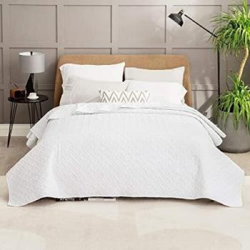 Bedsure Colchas Cama 135 Modernas Blancas - Colcha Bouti Fina para Otoño y Invierno, Cubre Cama Multiusos Entretiempo 230x180cm