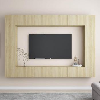 Set de Muebles de Salón para TV 8 piezas en madera de ingeniería color roble Sonoma