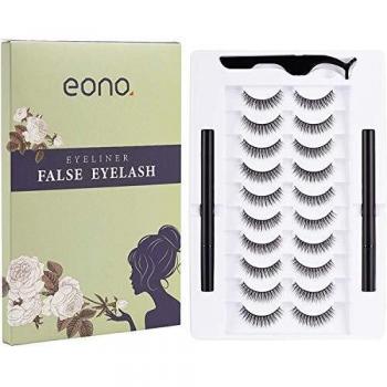 Eono de Amazon - Pestañas Postizas y Delineador de Ojos, Pestañas Largas y Gruesas Reutilizables, Utilizadas Para Extender Las Pestañas de Maquillaje