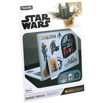 Set de Pegatinas Vinilo Impermeables y Reutilizables The Mandalorian - Producto Oficial Star Wars, 4 Hojas para Gadgets y Dispositivos