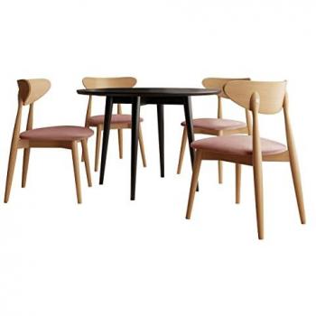 Conjunto de comedor Racine 124, Negro, 76cm de altura, diámetro: 100cm, 4 asientos