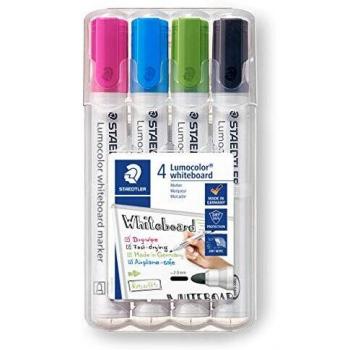 STAEDTLER 351 WP4-1 Lumocolor Whiteboard Marker. Estuche exclusivo STAEDTLER box con 4 marcadores para pizarra blanca, colores surtidos