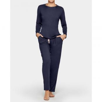 Impetus - Pijama de mujer largo liso con cordón en cintura Soft Premium Azul (L)