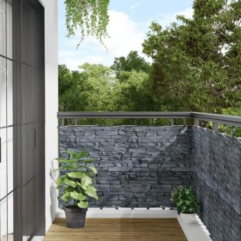 Pantalla de privacidad para balcón PVC aspecto piedra gris 300x90 cm