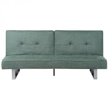 Sofá cama 3 plazas moderno en tela verde con respaldo reclinable y patas de metal Dublin