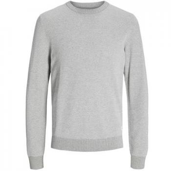 Jack & Jones Light Grey Melange Knit Crew Neck Sweater for Men