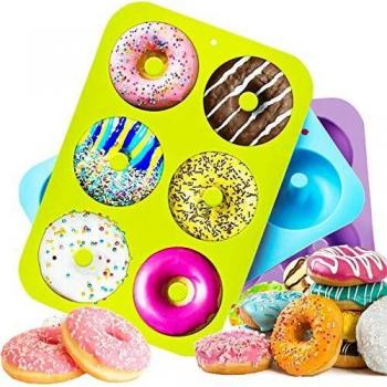 3 Paquete Moldes Silicona para Rosquillas, 6 Cavidades Bandeja Hornear Silicona Grado Alimenticio Antiadherente Cacerola para Hacer Galleta Muffin Chocolate Molde Cubitos Hielo Dulce por Housegaga