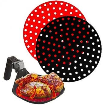 Papel para freidora de aire NK NK-HOCO32005 Silicona 22,5 cm - Base de silicona redonda reutilizable de 22,5 cm, antideslizante y antiadherente, ideal para