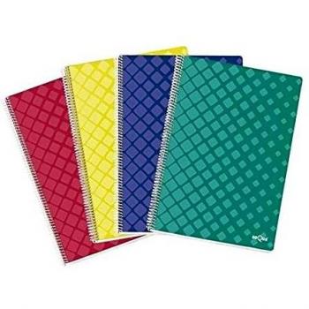 Cuaderno tapa dura Dequa 80h 90g cuadrícula 4x4 4º colores surtidos