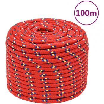 Cuerda náutica roja en polipropileno de 12 mm y 100 m