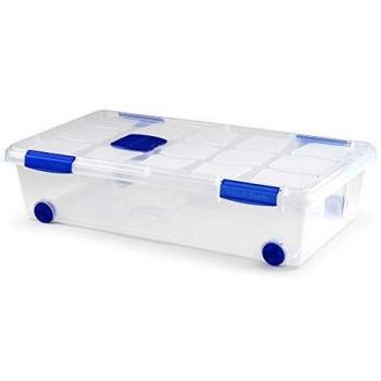 PLASTIC FORTE, Caja de almacenamiento, TRANSPARENTE, 30 Litros, con ruedas