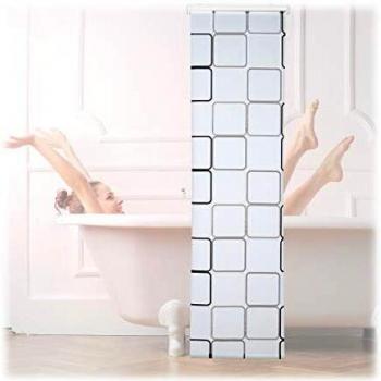 Cortina de Ducha Roller Square, Impermeable, Semitrasparente, Montaje a Techo, 60x240 cm