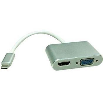 Roline Adaptador de Pantalla USB Tipo C - VGA + HDMI