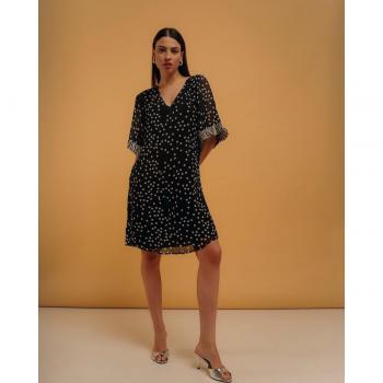 Vestido corto manga corta estampado lunares NIZA