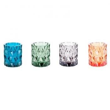Present Time PT2985AS Juego de Portacandelitas Gem Glass, Colores Surtidos, D. 6,5 cm, H. 7 cm