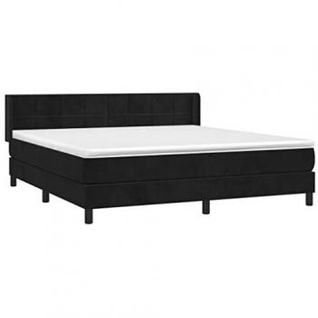 Cama box spring con colchón terciopelo negro 180x200 cm