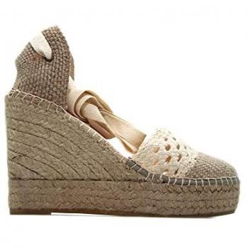 Sandalia con cuña de esparto Macarena Alba para mujer en color beige